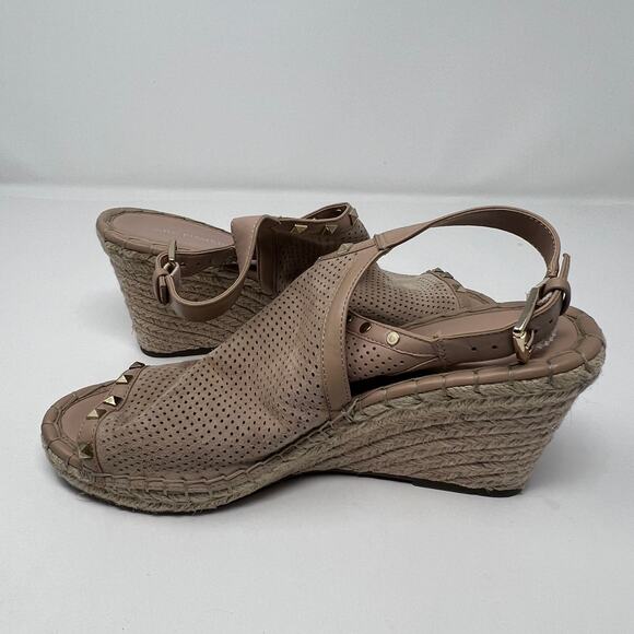 Marc Fisher Perforated Suede Women's Open Toe Pink Espadrille Wedges Size 10 - Picture 9 of 11